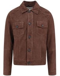 Amaranto - Suede Flap-Pocket Jacket - Lyst