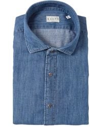Xacus - Chemise En Jean À Boutonnière - Lyst