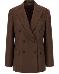 Brunello Cucinelli - Double-Breasted Blazer - Lyst