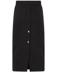 Elisabetta Franchi - Pinstripe-Pattern Button-Detail Midi Skirt - Lyst