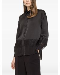 Nissa - Lace-Panelling Satin Shirt - Lyst