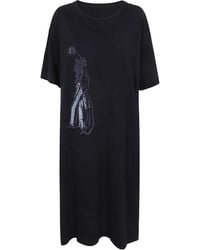 Yohji Yamamoto - Midikleid mit grafischem Print - Lyst