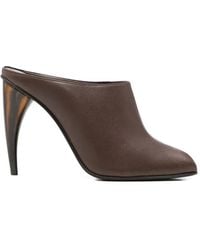 McQueen - Peep-Toe Leather Mules - Lyst