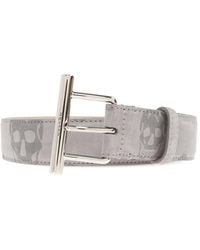 McQueen - Skull-Print Leather Belt - Lyst