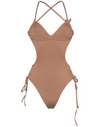 Frankie's Bikinis Badpak Met Open Rug - Bruin