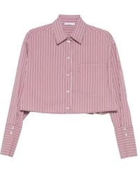 Patrizia Pepe - Striped-Pattern Cropped Shirt - Lyst
