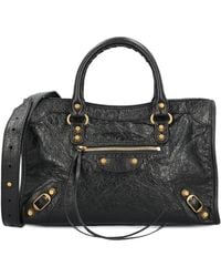 Balenciaga - Compact Le City Studded Textured Tote Bag - Lyst