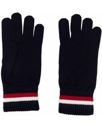 Moncler Logo-stripe Knit Gloves - Blue