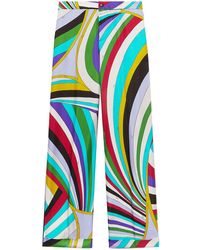 Emilio Pucci - Logo-print Silk Flared Trousers - Lyst