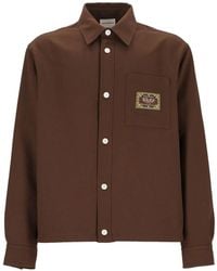 Drole de Monsieur - Elasticated-Hem Logo-Patch Shirt - Lyst