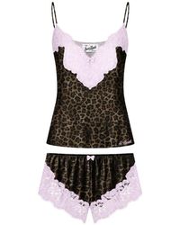 MC2 Saint Barth - Pilar Top And Shorts Set With Leopard Print And Lace - Lyst