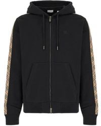 Burberry - Check-Stripe Zip-Up Hoodie - Lyst