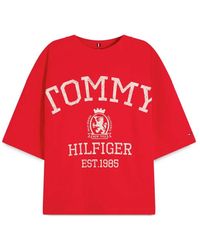 Tommy Hilfiger - Crest Logo-Print Drop-Shoulder T-Shirt - Lyst