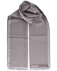 Giorgio Armani - Sciarpa Con Frange E Motivo A Spina Di Pesce - Lyst
