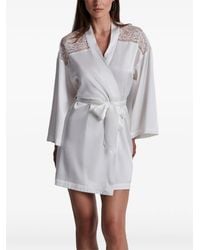 Aubade - Lace-Panelled Midnight Whisper Dressing Gown - Lyst