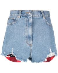 Moschino - High-Rise Cotton Denim Shorts - Lyst