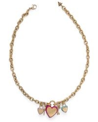 Guess - All You Need Is Love Heart-Charm Cable-Link Necklace - Lyst