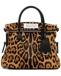 Maison Margiela - 5Ac Mini-Tas Met Kalfshaar En Luipaardprint - Lyst