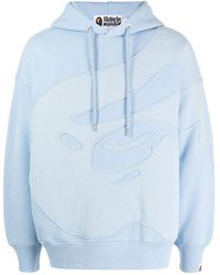 A Bathing Ape - Logo-embroidered Panelled Hoodie - Lyst