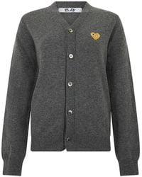 COMME DES GARÇONS PLAY - Heart-Patch V-Neck Cardigan - Lyst