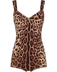 Dolce & Gabbana - Body in charmeuse stampa leopardo - Lyst