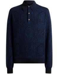 Etro - Jersey Estilo Polo En Jacquard De Mezcla De Lana Con Motivo Arnica - Lyst