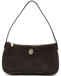 BOSS - Logo-Plaque Suede Shoulder Bag - Lyst