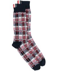 Thom Browne - Karierte Socken Mit Logo-Patch - Lyst