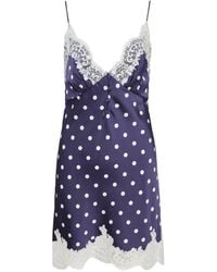 Self-Portrait - Lace-Trim Polka-Dot Mini Dress - Lyst