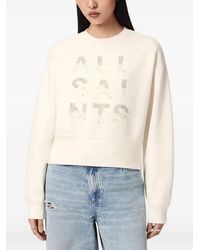 AllSaints - Bead-Embellished Cropped Sweatshirt - Lyst