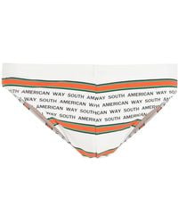 Amir Slama - Striped Slogan-Print Swimming Trunks - Lyst
