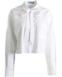 Prada - Chemise Crop À Détail De Nœud - Lyst