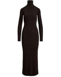 Polo Ralph Lauren - Abito Midi A Coste Con Collo Alto - Lyst