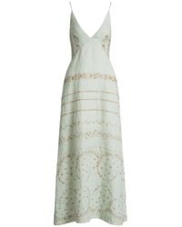 Alberta Ferretti - Floral-Print V-Neck Maxi Dress - Lyst