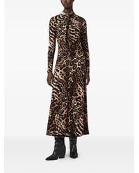 AllSaints - Mina A-Line Leopard Midi Dress - Lyst
