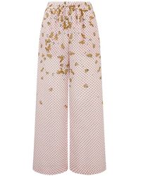 Donde Esteban - Bird-Print Drawstring Wide-Leg Trousers - Lyst