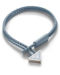Prada - Triangle-logo Leather Bracelet - Lyst