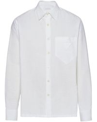 Prada - Logo-jacquard Cotton Shirt - Lyst