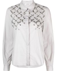 Dorothee Schumacher - Floral-embroidered Embellished Cotton Shirt - Lyst