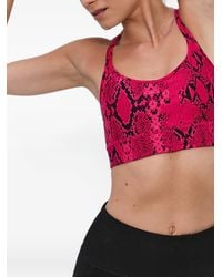 DKNY - Snakeskin-Print Crossover-Strap Sports Bra - Lyst