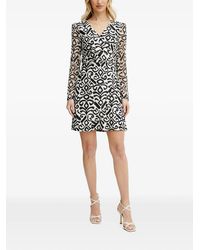 Morgan - Rnaya Mini-Jurk Met Print En V-Hals - Lyst