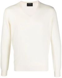 Dell'Oglio - V-Neck Fine-Knit Jumper - Lyst