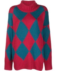 La DoubleJ - Argyle Rollneck Sweater - Lyst