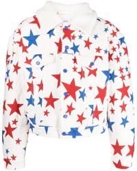 ERL - Star Print Faux-fur Collar Denim Jacket - Lyst