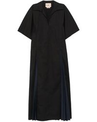 Plan C - Vestido Midi Con Cuello En V - Lyst