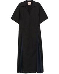 Plan C - Robe Mi-Longue Plissée À Col V - Lyst