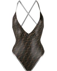 Fendi Bañador con monograma FF - Marrón