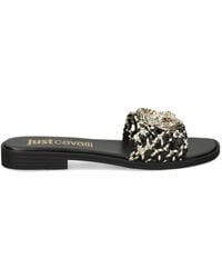 Just Cavalli - Logo-Plaque Woven Sandals - Lyst
