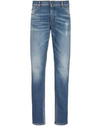 Balmain - Halbhohe Slim-Fit-Jeans - Lyst