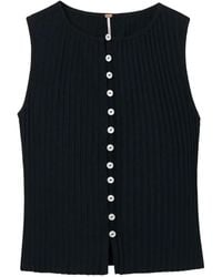 Free People - Ribbed-Knit Button-Front Top - Lyst